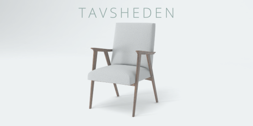 Lænestol med teksten: "Tavsheden" ovenover.